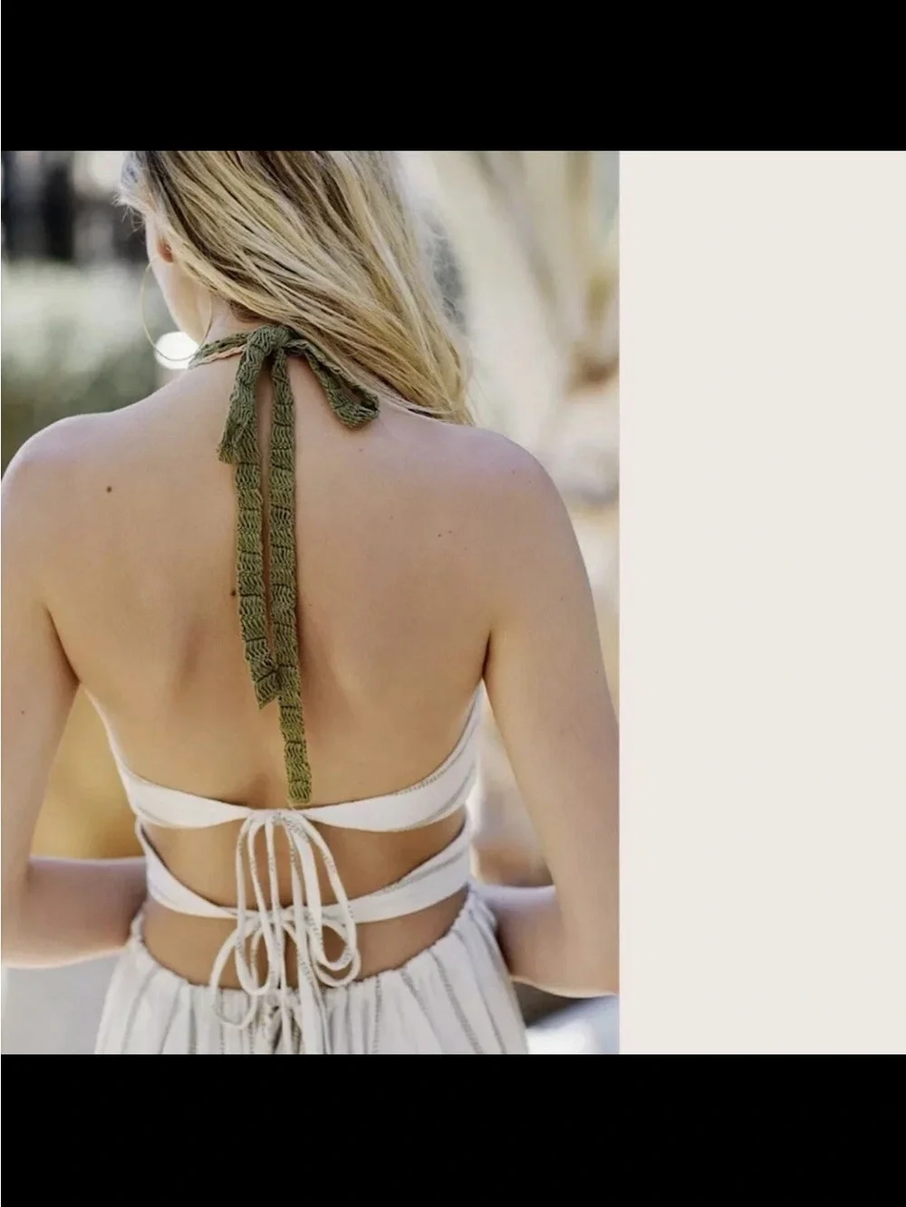 Free People Cream Maxi Dress with Olive Bodice